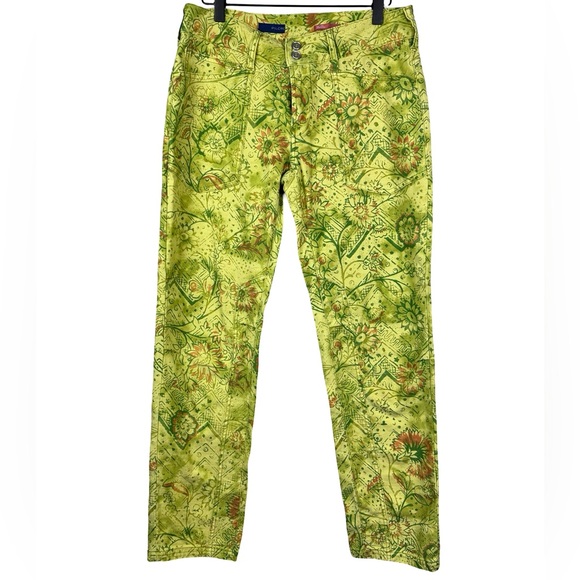 Anthropologie Pilcro The Wanderer Bright Yellow Botanical Print Cotton Pants 27 - Picture 2 of 14